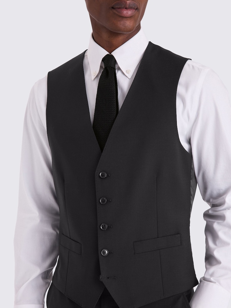 MOSS Black Tailored Fit Performance Suit Waistcoat - Image 3 of 3 MOSS Black Tailored Fit Performance Suit Waistcoat - Image 3 of 3