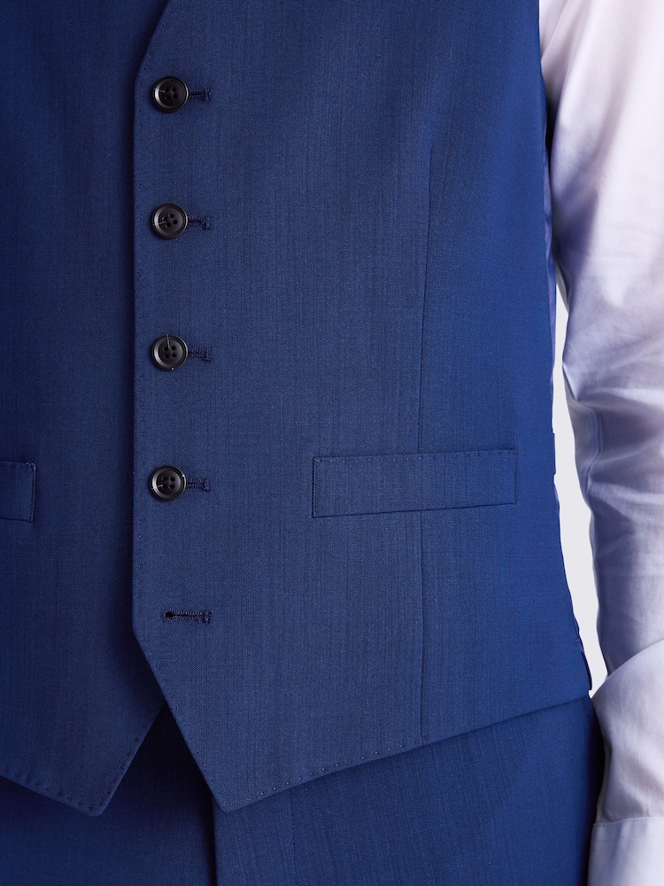 MOSS Royal Blue Tailored Fit Royal Blue Suit Waistcoat - Image 3 of 3