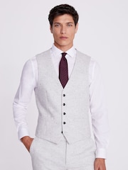 MOSS Grey Slim Fit Donegal Suit Waistcoat - Image 1 of 3