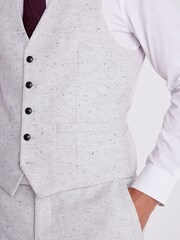 MOSS Grey Slim Fit Donegal Suit Waistcoat - Image 2 of 3