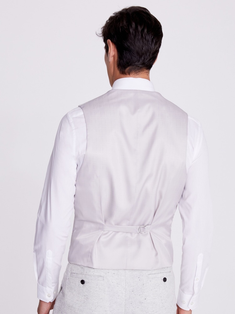 MOSS Grey Slim Fit Donegal Suit Waistcoat - Image 3 of 3