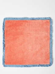Oliver Bonas Coral Orange 100% Cotton Issey Coral Velvet Fringed Cushion Cover - Image 2 of 4