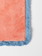 Oliver Bonas Coral Orange 100% Cotton Issey Coral Velvet Fringed Cushion Cover - Image 3 of 4