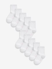 Blanc - Lot de 10 paires de chaussettes de sport pour l'école enrichies en coton - Image 1 de 2