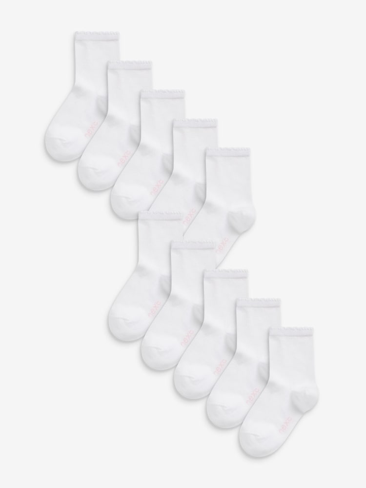 Blanc - Lot de 10 paires de chaussettes de sport pour l'école enrichies en coton - Image 1 de 2