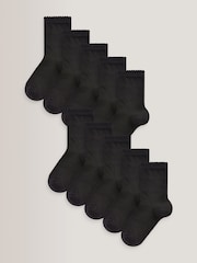 Black 10 Pack Cotton Rich School Ankle Socks - Image 1 of 2