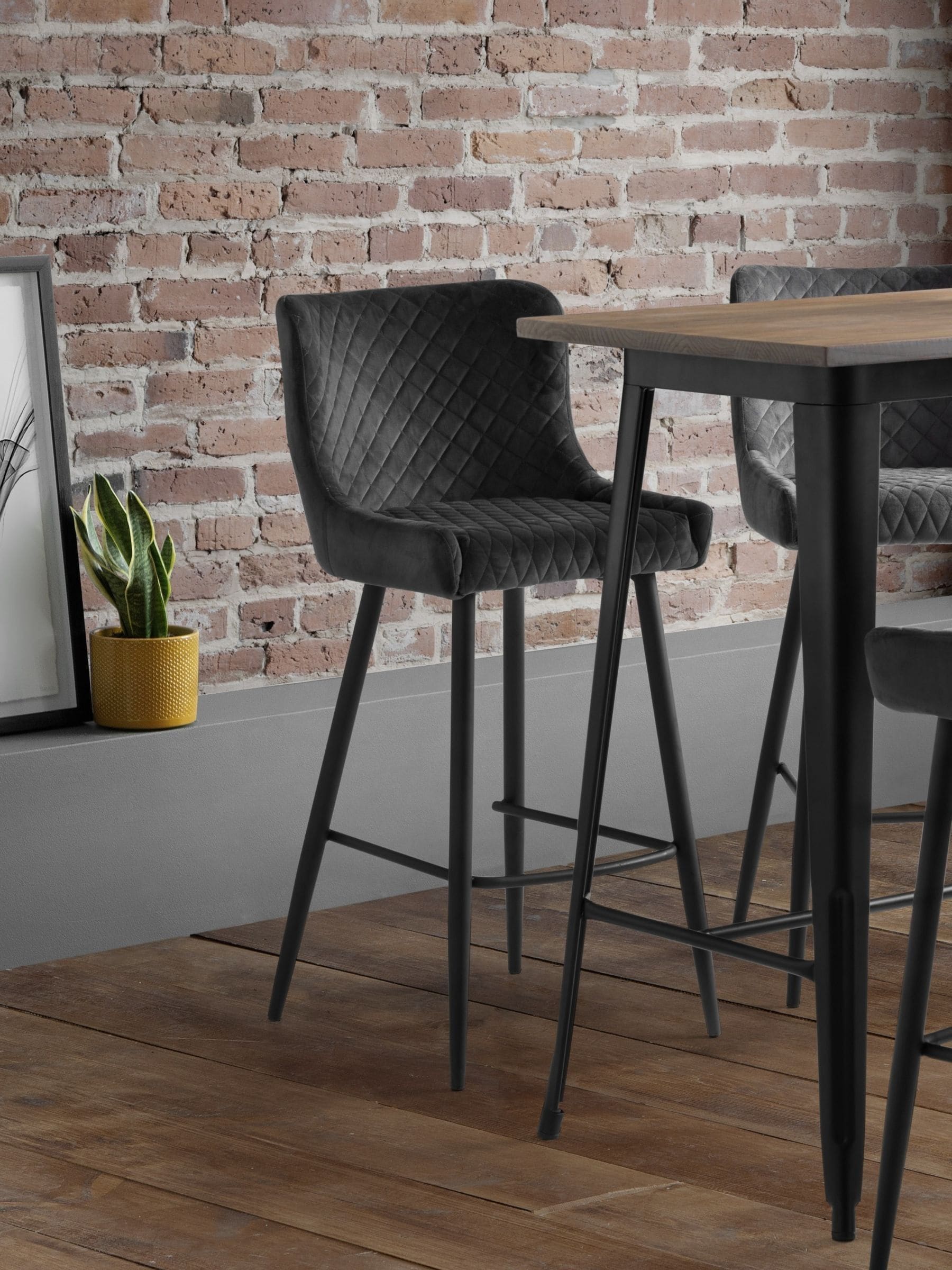 Julian Bowen Bar Stool - Velvet - Grey - Image 4