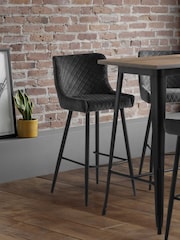 Julian Bowen Grey Luxe Velvet Bar Stool - Image 1 of 3