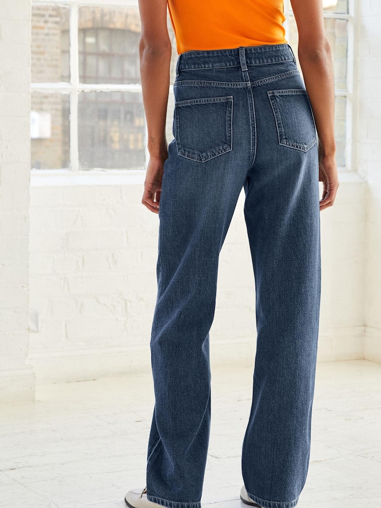 Dark Blue Relaxed Wide Leg Jeans - Image 2 of 5