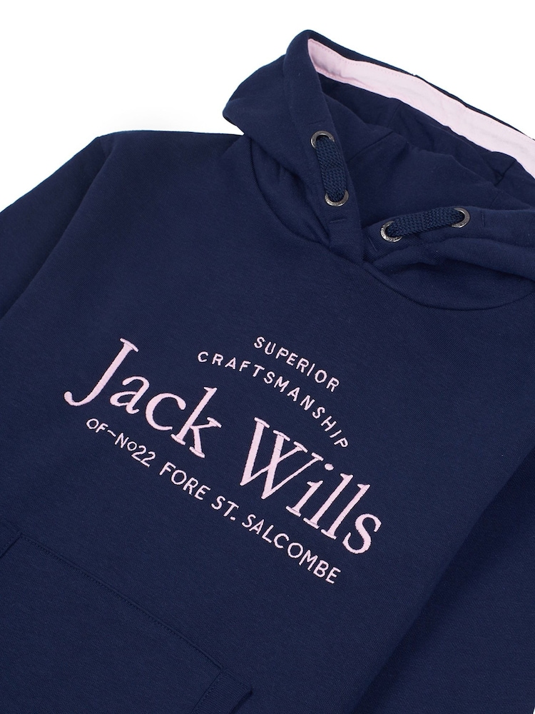 Jack Wills Blue Script Overhead Hooded Sweatshirt - Image 3 of 3