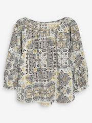 Black/White Geo Print Half Sleeve Textured Top - Image 7 of 7