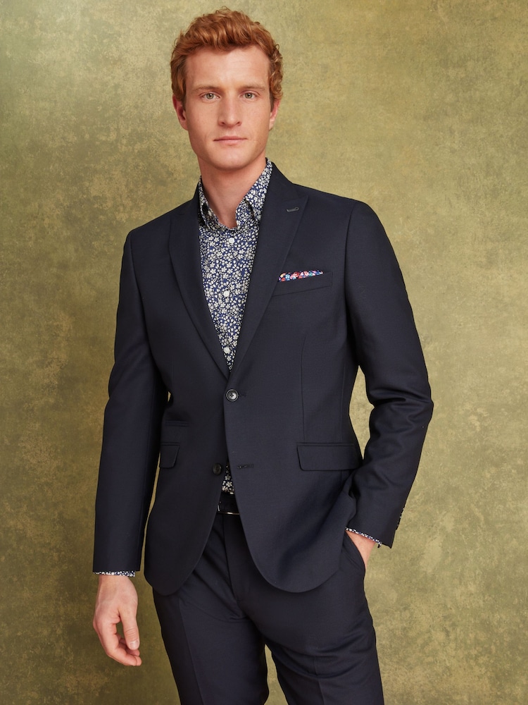Joules Navy Wool Slim Fit Suit: Jacket - Image 1 of 11