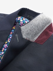 Joules Navy Wool Slim Fit Suit: Jacket - Image 9 of 11