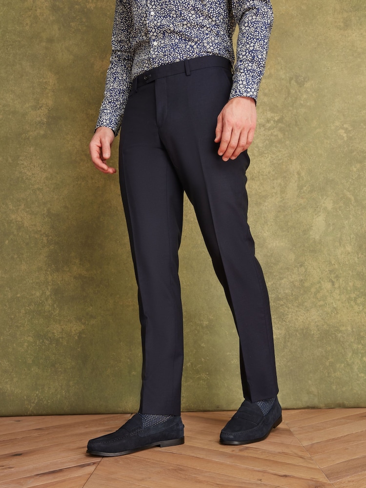 Joules Navy Blue Wool Slim Fit Suit: Trousers - Image 1 of 10