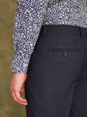 Joules Navy Blue Wool Slim Fit Suit: Trousers - Image 6 of 10