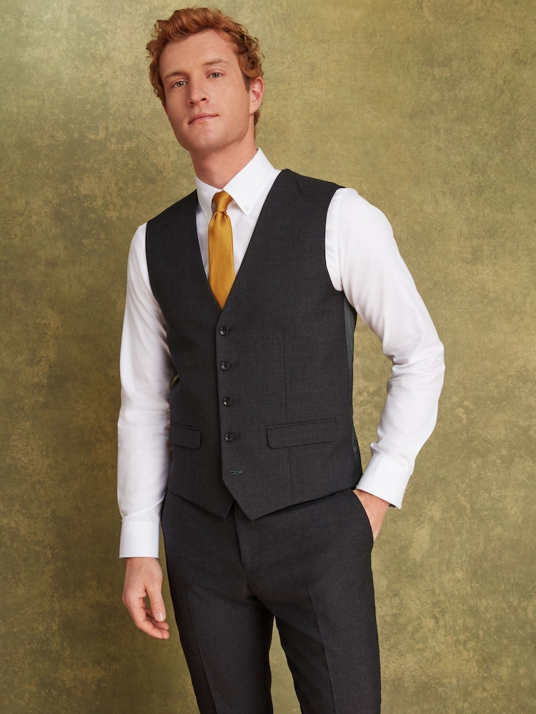 Joules Charcoal Grey Wool Slim Fit Suit Waistcoat - Image 1 of 9