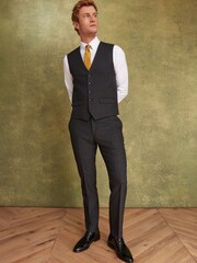 Joules Charcoal Grey Wool Slim Fit Suit Waistcoat - Image 2 of 9