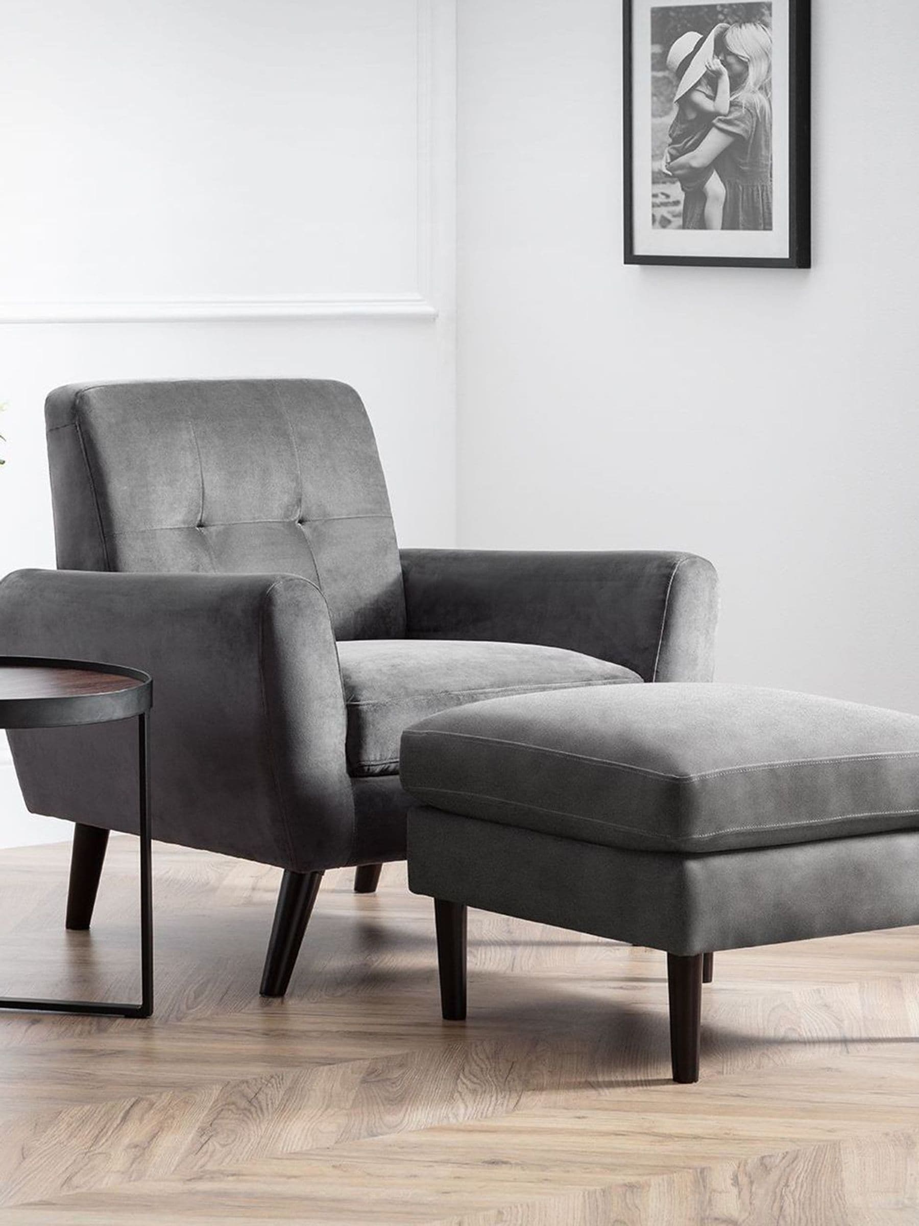 Julian Bowen Monza Armchair - Dark Grey Velvet - Scandinavian Design - Comfortable Deep Seat - Image 8
