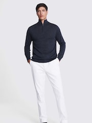 MOSS Dark Grey Merino Blend Quarter Zip Jumper - Image 2 of 6