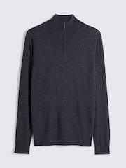 MOSS Dark Grey Merino Blend Quarter Zip Jumper - Image 4 of 6