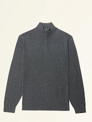 MOSS Dark Grey Merino Blend Quarter Zip Jumper - Image 5 of 6