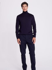 MOSS Navy Blue Merino Blend Roll Neck Jumper - Image 2 of 5