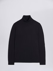MOSS Navy Blue Merino Blend Roll Neck Jumper - Image 4 of 5