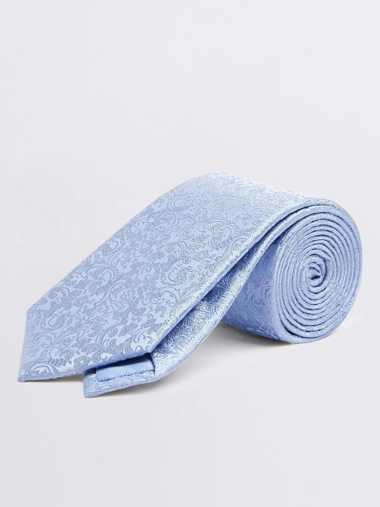 MOSS Blue Floral Swirl Tie - Image 2 of 2 MOSS Blue Floral Swirl Tie - Image 2 of 2