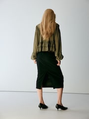 Mango Green Long Sleeve Ruffle Detail Blouse - Image 3 of 7