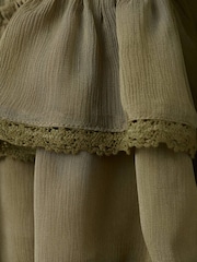 Mango Green Long Sleeve Ruffle Detail Blouse - Image 7 of 7