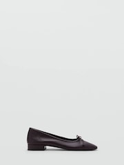 Mango Red Leather Block Heel Ballet Flats - Image 3 of 4