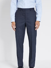 MOSS Blue/Khaki Green Regular Fit Check Suit Trousers - Image 1 of 2