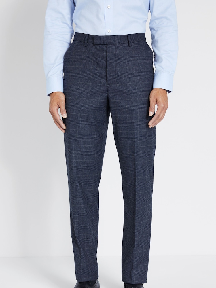 MOSS Blue/Khaki Green Regular Fit Check Suit Trousers - Image 1 of 2 MOSS Blue/Khaki Green Regular Fit Check Suit Trousers - Image 1 of 2