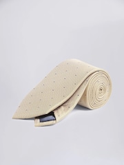MOSS Cream Champagne Contrast Spot Silk Tie - Image 1 of 2