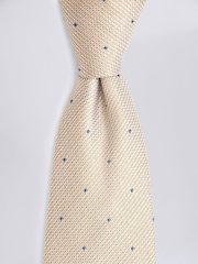 MOSS Cream Champagne Contrast Spot Silk Tie - Image 2 of 2
