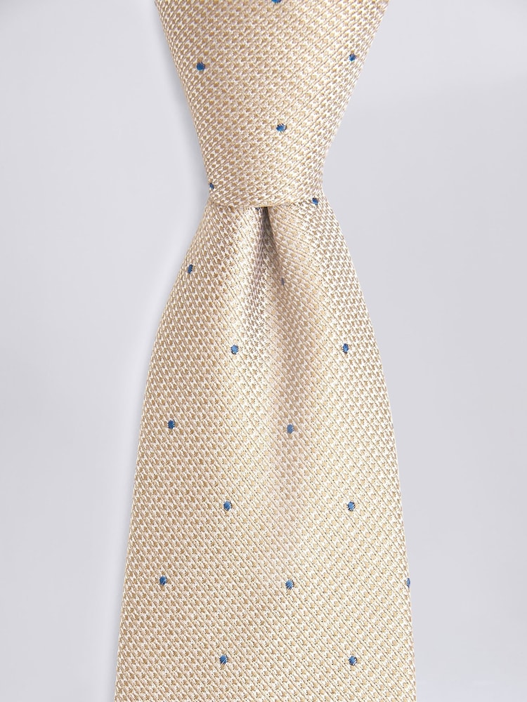 MOSS Cream Champagne Contrast Spot Silk Tie - Image 2 of 2
