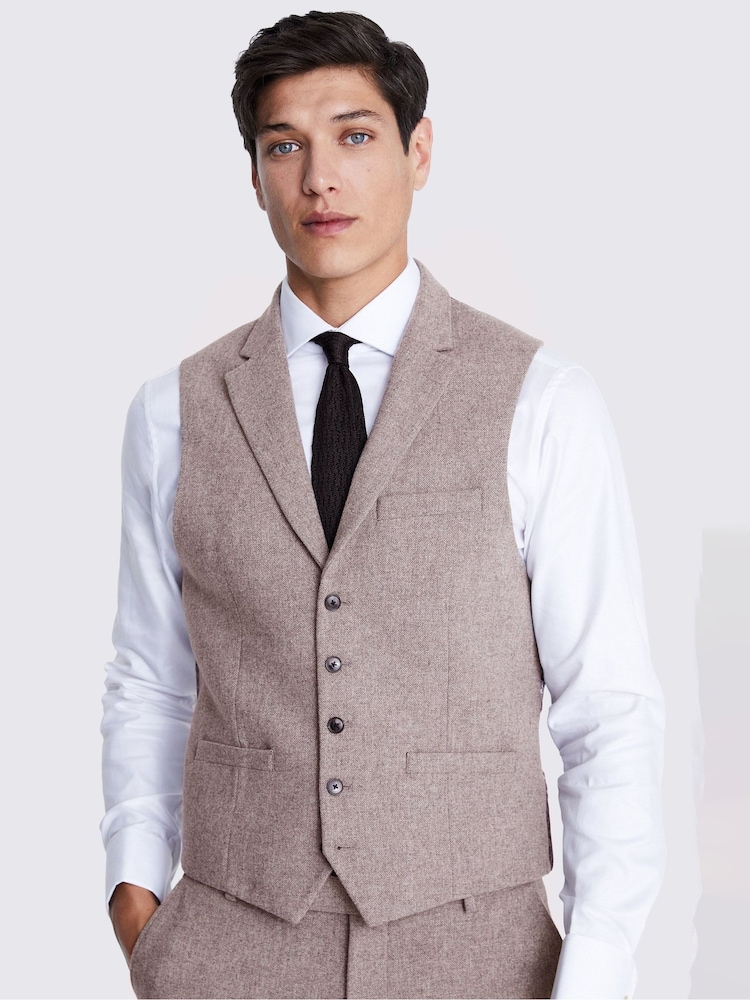 MOSS slim-fit Donegal gilet - Image 1 of 3