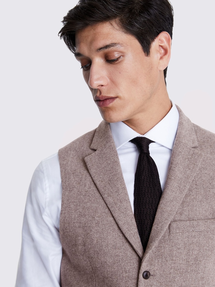 MOSS Stone Grey Slim Fit Donegal Suit Waistcoat - Image 2 of 3 MOSS Stone Grey Slim Fit Donegal Suit Waistcoat - Image 2 of 3