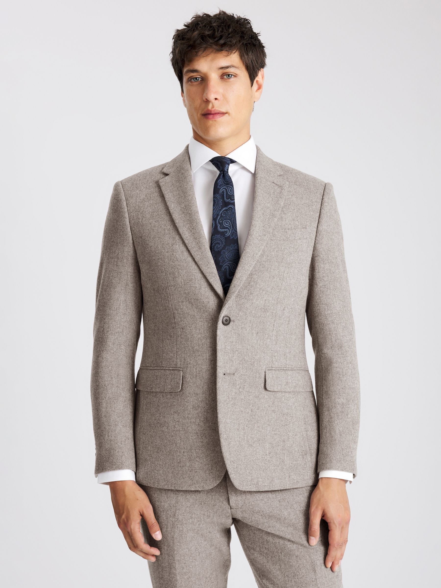 Buy MOSS Stone Slim Fit Donegal Tweed Suit Jacket from Next India