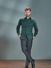 Green Regular Fit Single Cuff Signature Trimmed Shirt - Image 2 of 7