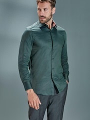 Green Regular Fit Single Cuff Signature Trimmed Shirt - Image 3 of 7