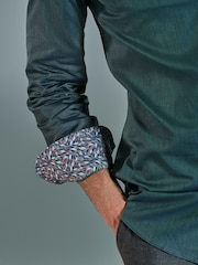 Green Regular Fit Single Cuff Signature Trimmed Shirt - Image 6 of 7