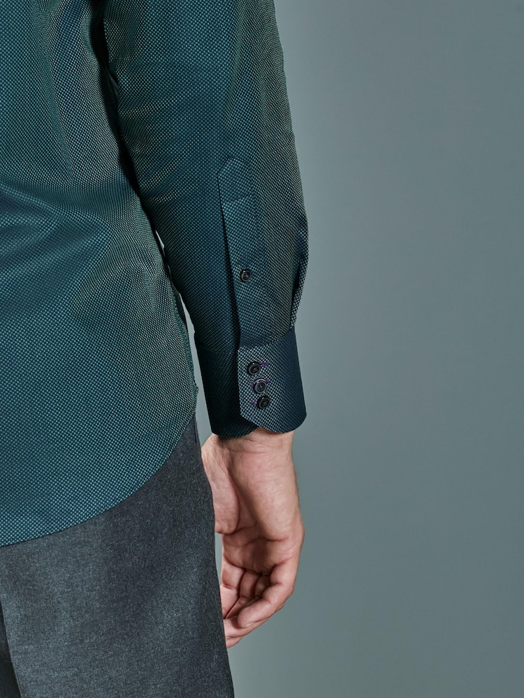 Green Regular Fit Single Cuff Signature Trimmed Shirt - Image 7 of 7