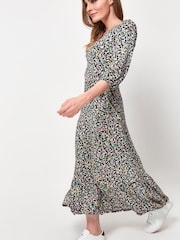 M&Co Blue Floral Print Wrap Dress - Image 1 of 5