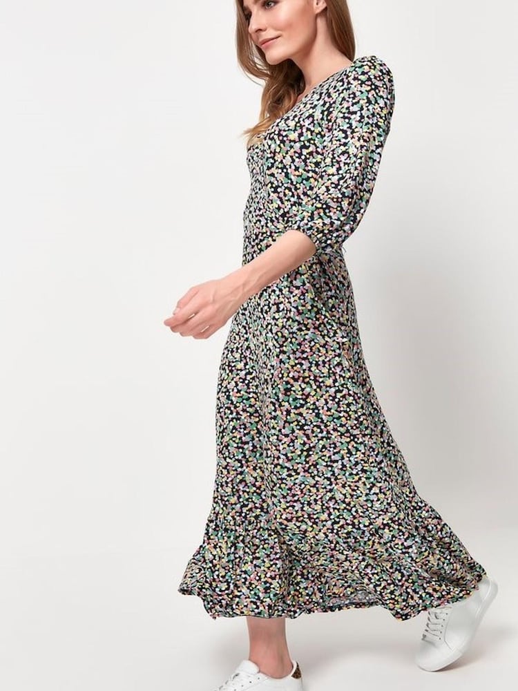 M&Co Blue Floral Print Wrap Dress - Image 1 of 5