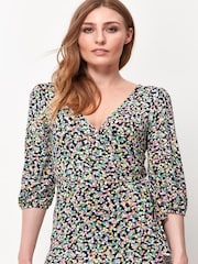 M&Co Blue Floral Print Wrap Dress - Image 2 of 5