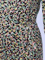M&Co Blue Floral Print Wrap Dress - Image 3 of 5