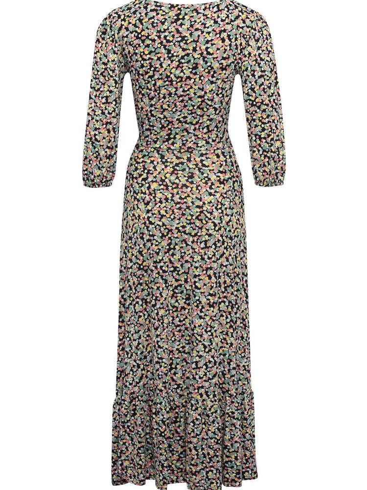 M&Co Blue Floral Print Wrap Dress - Image 5 of 5