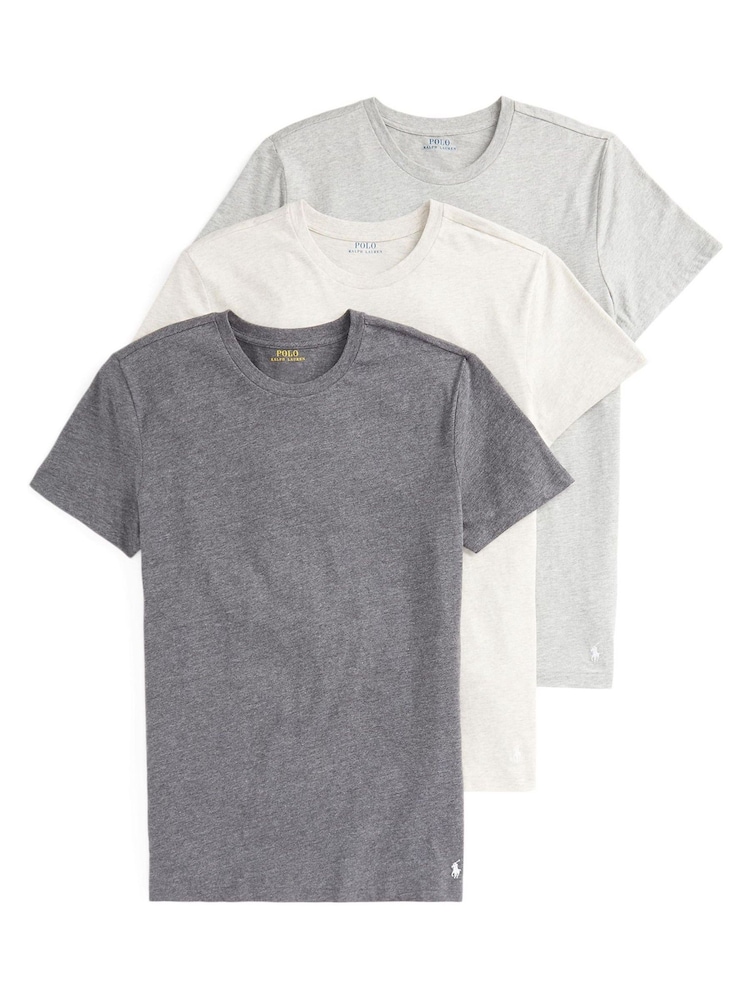 Polo Ralph Lauren Grey Slim 100% Cotton T-Shirts 3 Pack - Image 1 of 6
