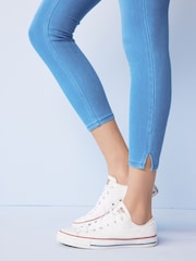 Bleach Blue Cropped Denim Jersey Capri Leggings - Image 5 of 6